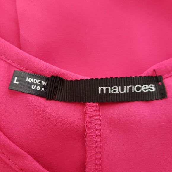 Maurices Womens Top Large Pink Sleeveless Bow Hi Low Scoop Neck Blouse Polyester - Picture 7 of 9